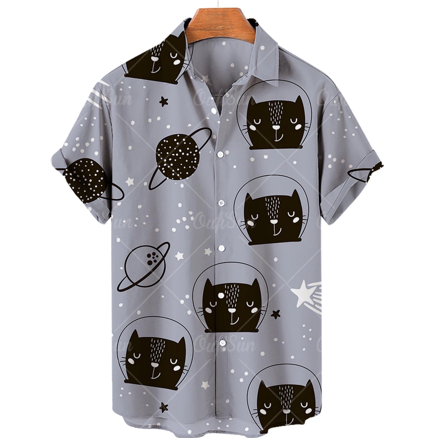 Light Purple Sleepy Cat Aloha Shirt