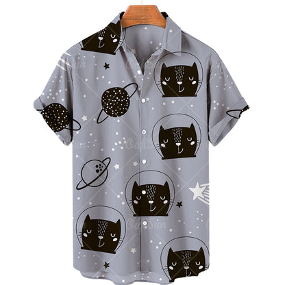 Black Cats Green Aloha Shirt