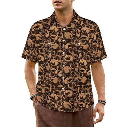 Halloween Hawaiian Shirt -- Glowing Skeletons on Black