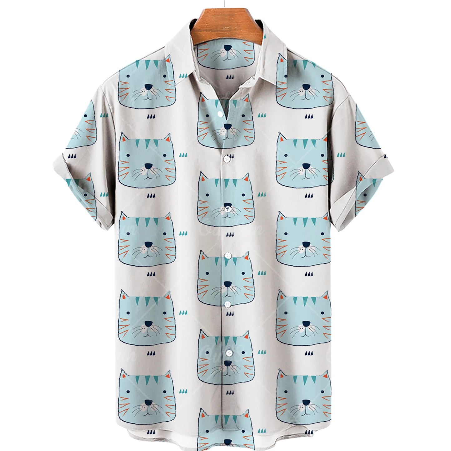 Light Purple Sleepy Cat Aloha Shirt