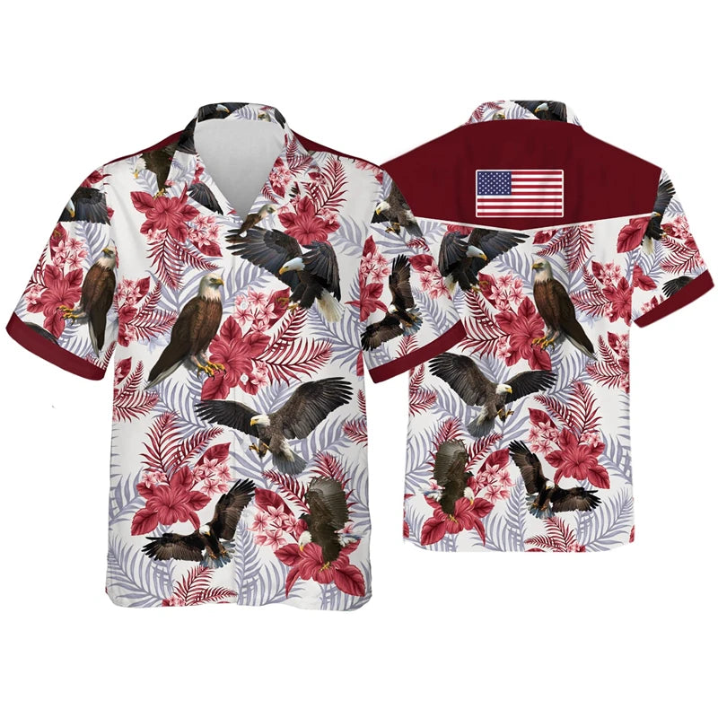 Fireworks Eagle USA Hawaiian Shirt