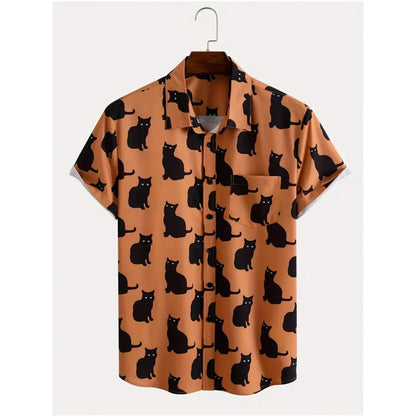 Black Cats Green Aloha Shirt