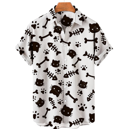 Black Cats Green Aloha Shirt