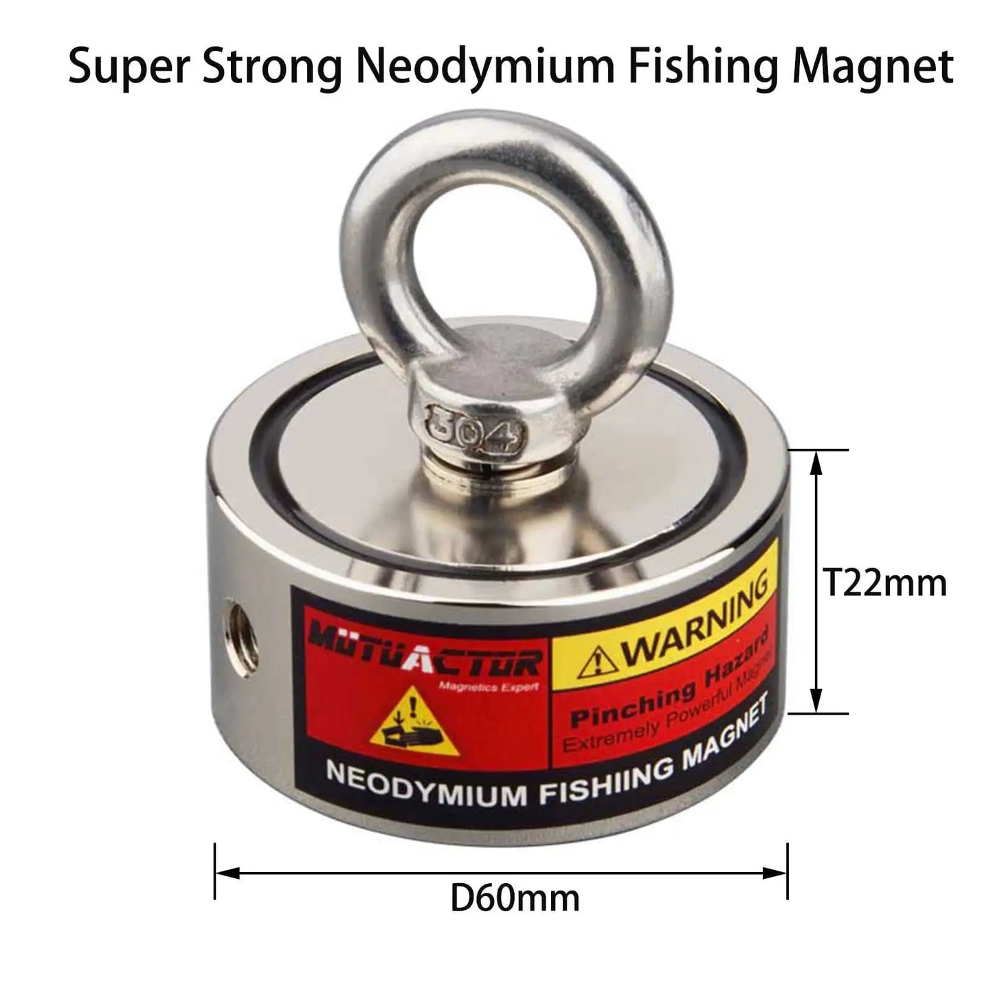 990 Pound Rated Two Sided Strong Neodymium Round Magnet Set with 50 Foot Rope