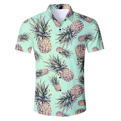 Black Hawaiian Shirt with Cut Pineapples