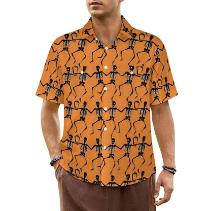 Halloween Hawaiian Shirt -- Screaming Skulls on Black