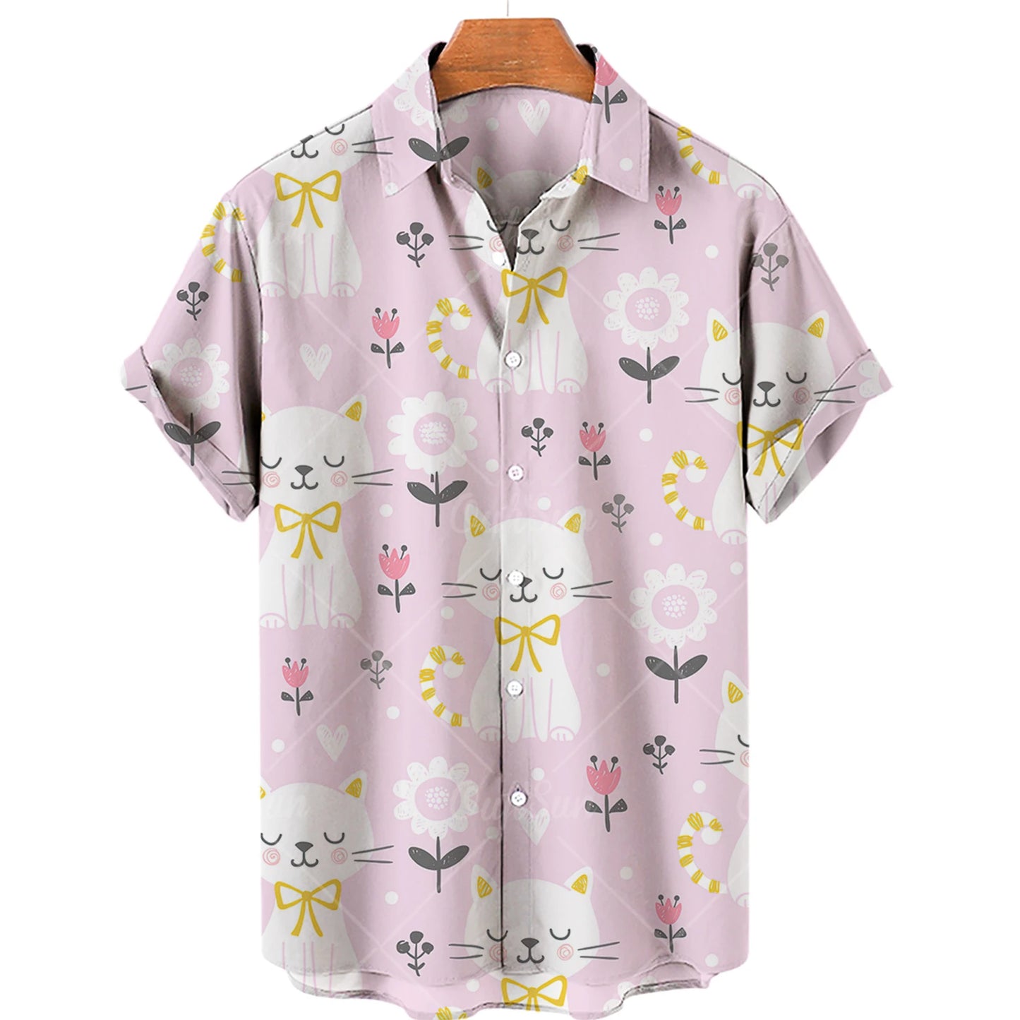 Light Pink Shirt with Black Cats