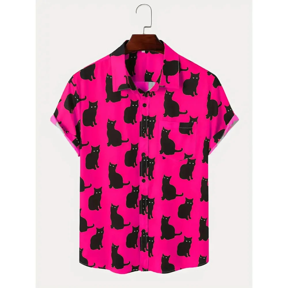 Light Pink Shirt with Black Cats