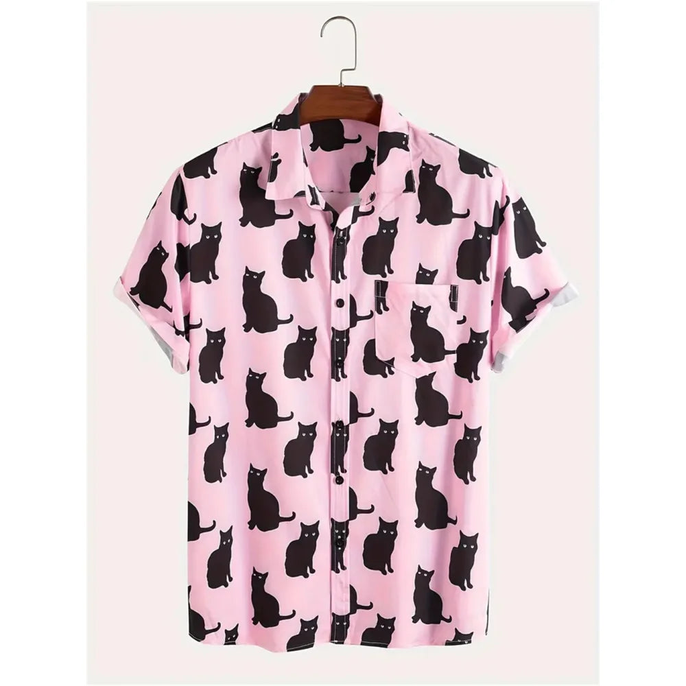 Light Purple with Catface Aloha Shirt