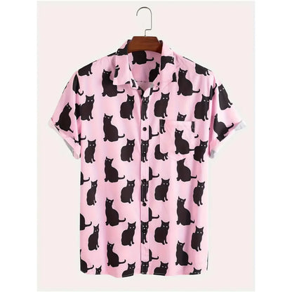 Light Purple with Catface Aloha Shirt