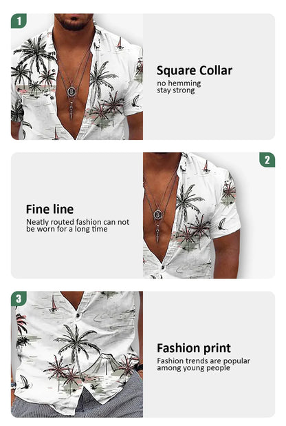 Coconut Tree White Hawaiian Shirt