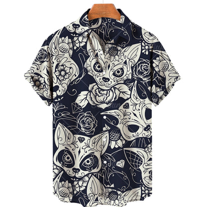 Light Purple Sleepy Cat Aloha Shirt