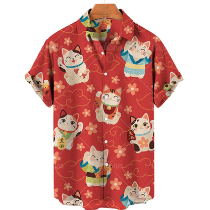 Light Purple Sleepy Cat Aloha Shirt