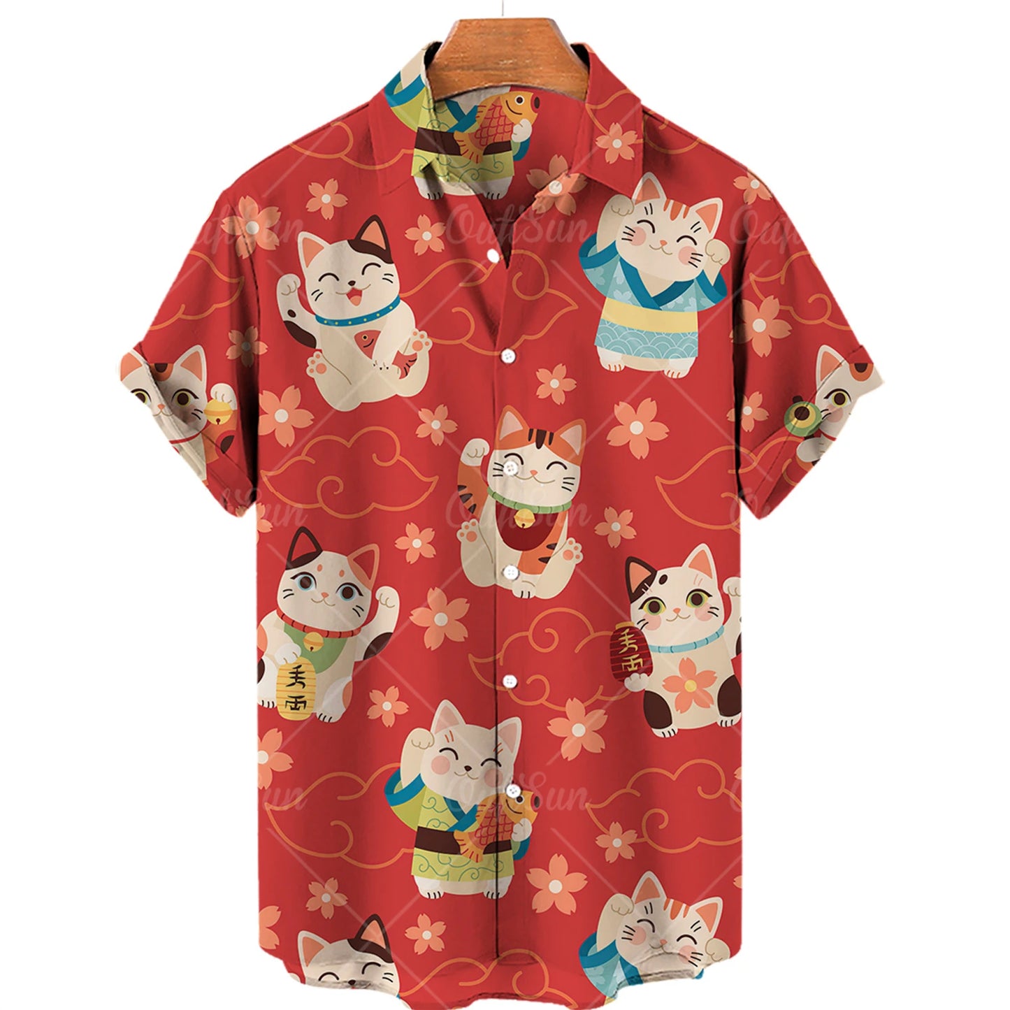 Black Cats Green Aloha Shirt