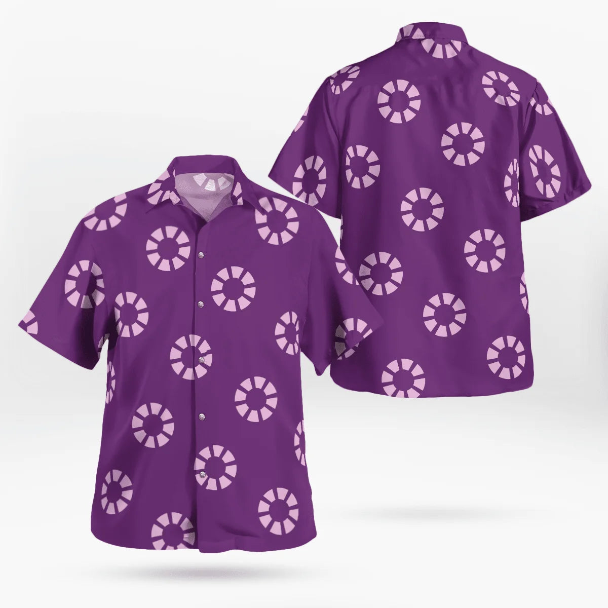 Light Purple Aloha Shirt with Orange and Yellow Flowers